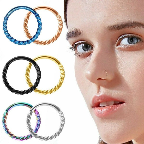 TOPBRIGHT 16G Twist Nez Hoop Anneau 8-10mm Septum Conch Helix Piercing Tragus Nez Goujons Oreille Cartiliage Femmes Corps Piercings Bijoux 1pc