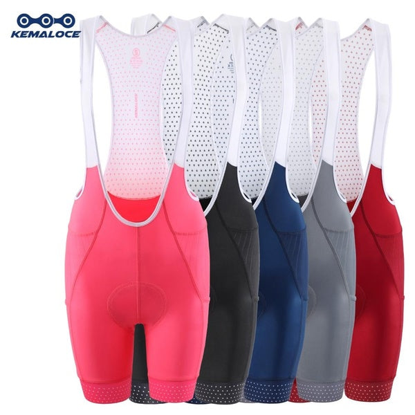 KEMALOCE Women Cycling Bib Shorts Pink & Black Breathable Summer Bike Shorts Female 5D Gel Pad Bicycle Shorts