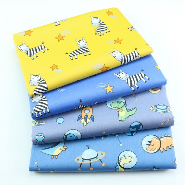 Cartoon Little Zebra Star Dinosaur Astronaut Rocket Calico Baby Bag Bedding Cover Sheet Cotton Fabric