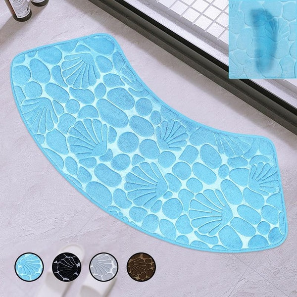 Shell U-shaped Bathroom Rugs-Memory Foam Bath Mat For Home,Non Slip Absorbent Velvet Floor Mat - Fast Drying Bath Mats - Bathroom Rug and Contour Rug