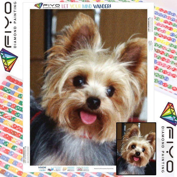 FIYO Lovely Dog Diamond Painting Kits for Adults DIY 5D Diamond Mosaic Diamond Painting Home and Kitchen Fashion Canvas Pictures Wall Decoration Gift