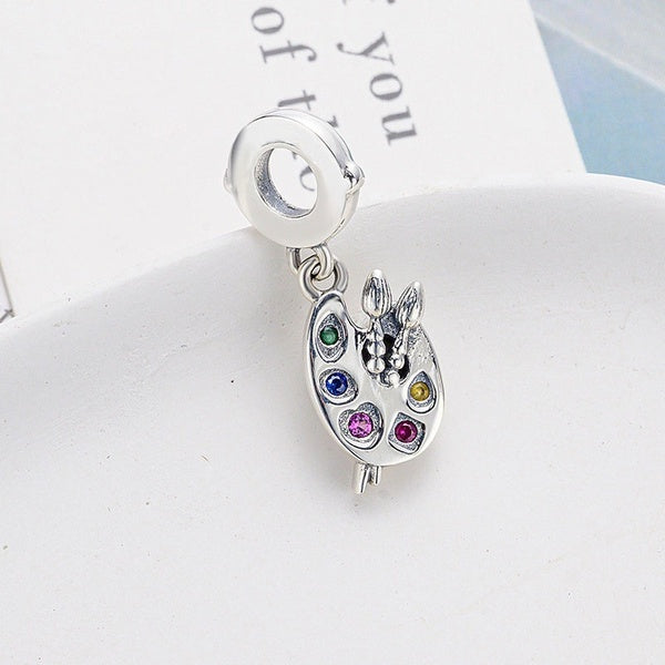 Perle de charme de palette d'artiste en argent sterling 925 pour bracelets de bijoux européens