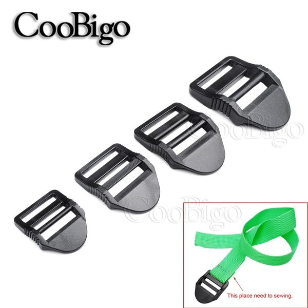 10pcs Black Ladder Lock Slider Plastic Buckles For Backpack Straps Bag Pets Collar Accessories Webbing 20mm 26mm 31mm 38mm