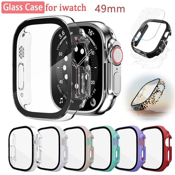 Watch Protection Case for Apple Watch 49mm Ultra 2-Ultra PC Bumper cover with Tempered Glass Screen Protector for iwatch Ultra 49 mm