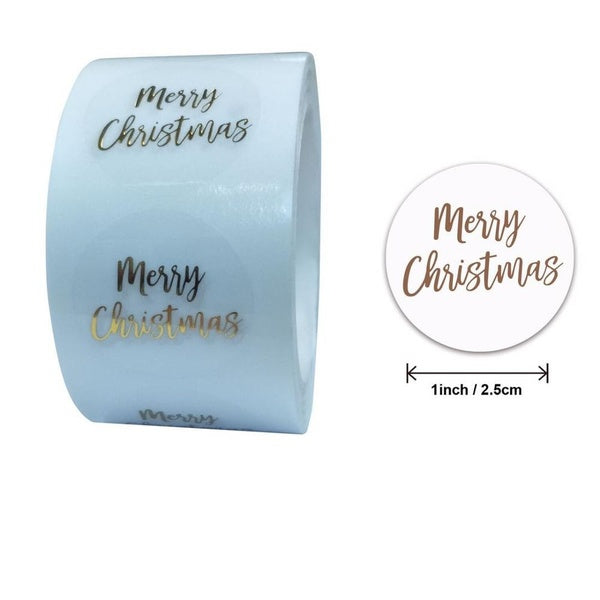 Rond clair joyeux noël autocollants 500 pièces boîte de carte paquet étiquette autocollants d'étanchéité décor de mariage papeterie autocollant