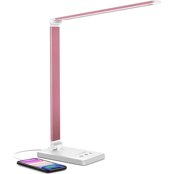 LED Desk Lamp Dimmable Table Lamp Reading Lamp with USB Charging Port, 3-5 Lighting Modes, Sensitive Control, 30-60 Minutes Auto-Off Timer, Eye-Carin