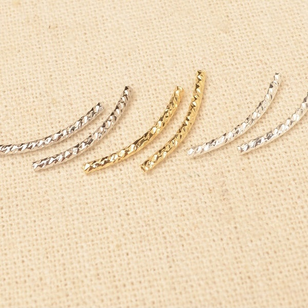 20pcs 30mm Curved Noodle Tube Beads Sleek Silver Twist Curved Long Tube Spacer Beads for DIY Jewelry Making, 1mm Hole