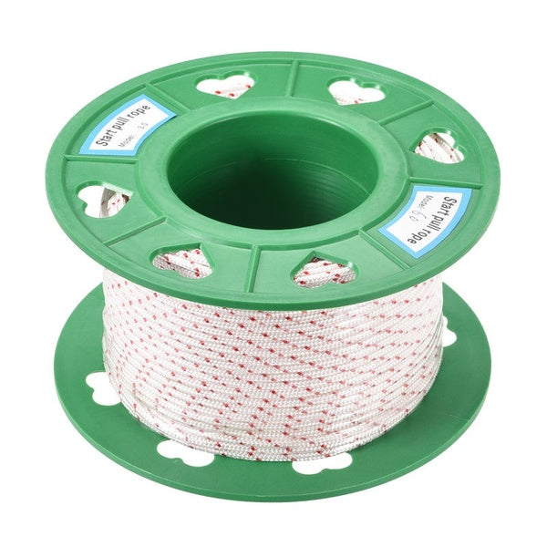 Recoil start Rope 2.7mm 3-32 Inch-3mm 1-8 Inch-3.5mm 1-16 Inch-4mm 5-32 Inch Dia 60m 196ft Polyester Pull Cord White Red for Lawn Mower Trimmer Engin