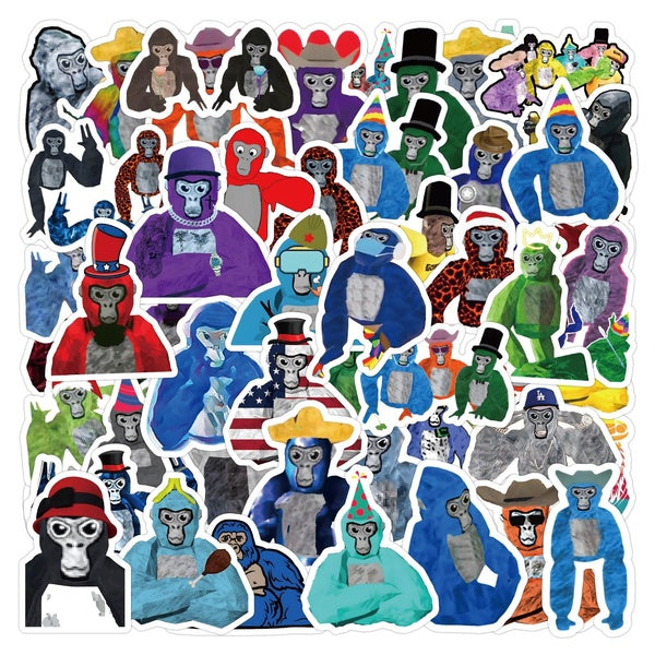 10-60pcs Fun and cartoon Gorilla Tag stickers graffiti Stickers for DIY Luggage Laptop Skateboard Motorcycle Bicycle Stickers