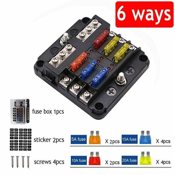1PC 6-way Fuse Box with LED Lights Square Car Fuse 12V 32V for Car Truck Home Boat ATV UTV