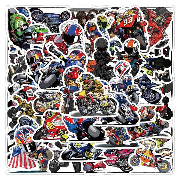 10-52pcs Cool Motorcycle Stickers Motorcycle Racing graffiti Stickers for DIY Luggage Laptop Motorcycle Bicycle Stickers