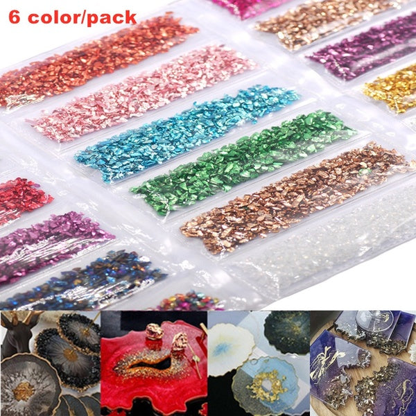 1 Set Multi-Color Mixing Glass Metal Crushed Stone Resin Fillings Crystal UV Epoxy Filler DIY Crafts Nail Art Decorations For Jewelry Making Resin Mo