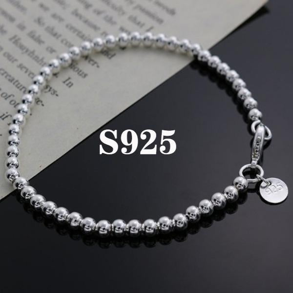 925 Sterling Silver Gold Rose gold Charms 4mm Ball Bracelet for Women's Fashion Exquisite Jewelry