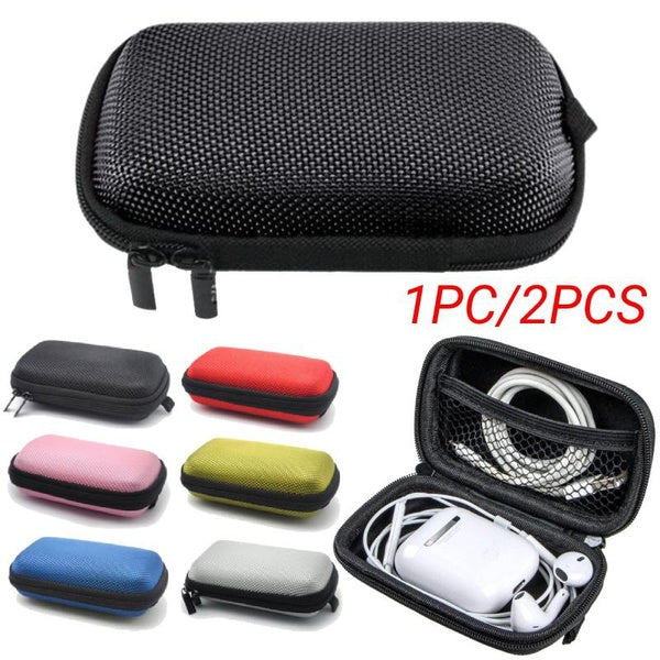 1PC-2PCS Earphone Earbud Carrying Case Holder - Lightweight Universal Storage Pouch Bag for Wired Earbuds, Bluetooth Headset, Wall Charger Adapter, U