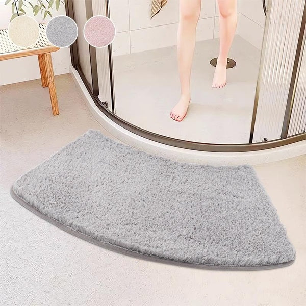 1pc Curved Bath Mat Non-Slip Absorbent Bathroom Rug, Quick Dry Curved Bathroom Foot Mat, Non-Slip Decorative Bathroom Foot Mat, Bathroom Accessories,