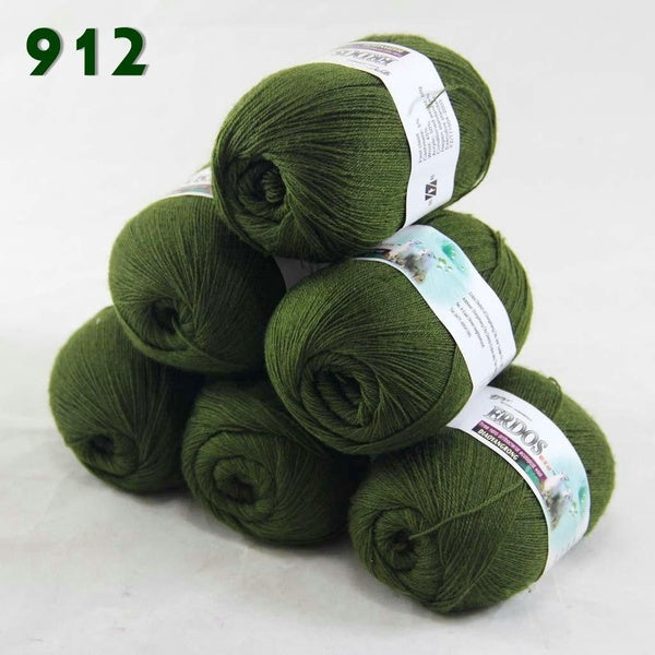 Sale 6 ball x50gr LACE Soft Crochet Acrylic Wool Cashmere Crocheting hand knitting Fashion Home Decor Living Yarn Olive green 912 Professionally's