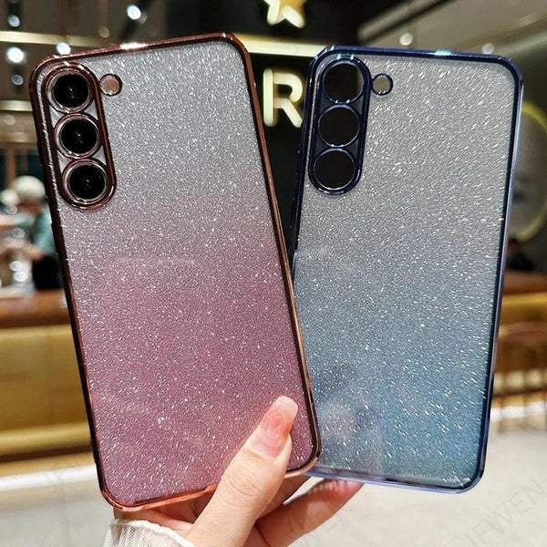 Pour Samsung Galaxy S23 FE A54 A34 A14 5G Étui de placage de paillettes dégradé de luxe pour Samsung S23 FE S24 S23 Ultra S22 S21 S20 Ultra Plus S21