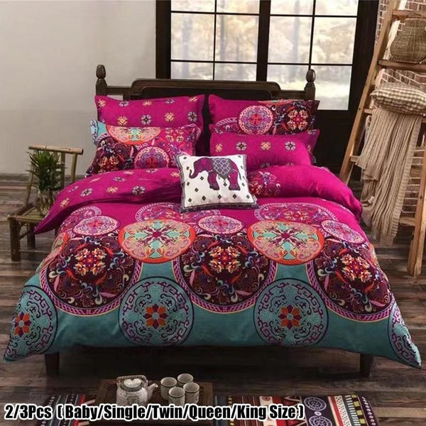 Bohemian Duvet Cover Set Baby-Single-Twin-Queen-King Size Boho Retro Style Mandala Bedding Set Comforter Cover (1 Duvet Cover+1-2 Pillowcases)