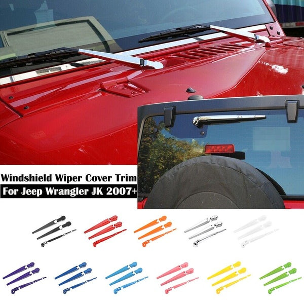 Front Rear Windshield Wiper Arm Blade Decoration Kit Trim Cover for Jeep Wrangler JK 2007-2017 Car Exterior