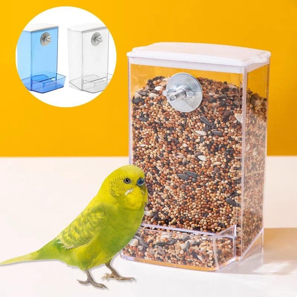 Hard Bird Food Dispenser Large Capacity Strong Bird Feeding Box Parrot Budgie Cockatiel Conure Food Dispenser
