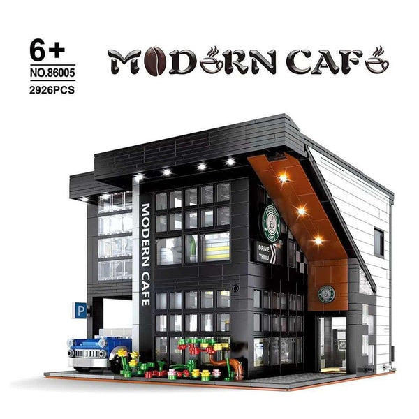 NEW 86005 2926Pcs Street Modern Cafe Children Assembled Model Building Block Educational Toy Christmas Gift