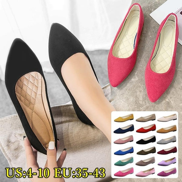 Flats Shoes Women Point Toe Flat Sheos Summer Comfort Canvas Shoes Solid Casual Slip On Shoes Sandals