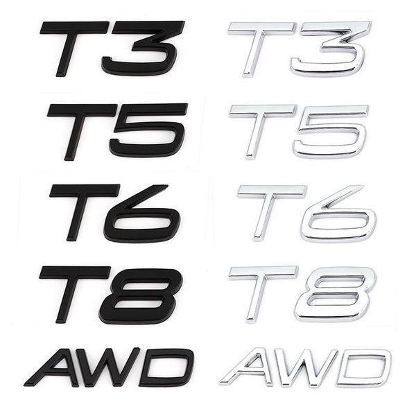 3D AWD T3 T5 T6 T8 Logo Emblem Badge Decals Car Sticker for Volvo V40 V60 V90 XC60 XC90 XC40 S60 S90 S80 C30 Car Accessories