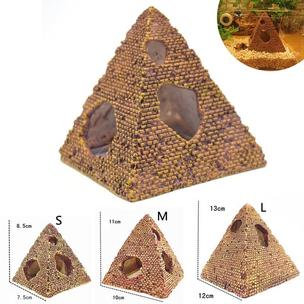 1Pcs Fish And Shrimp Hashing House Simulation Egyptian Pyramid Resin Crafts Aquarium Landscape Aquarium Decoration Shrimp House