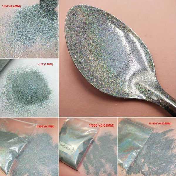 50Gram Solvent Resistant Holographic Laser Silver Ultra-Fine Nail Glitter Dust Powder for DIY Facepaint Nail Art Makeup Glitter Christmas Craft
