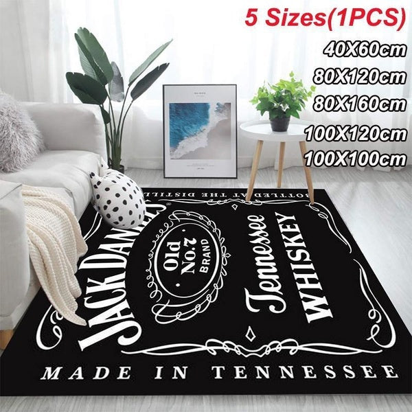 3D Patterned Black Carpet Non-slip Area Rug for Living Room Bedroom Area Rugs Child Play Tent Rug Kids Room Decor Carpet Home Hallway Floor Mat 5 Siz