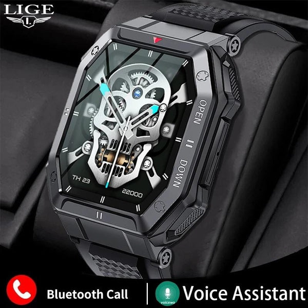 LIGE 2023 Montre Intelligente Hommes 1.85 Pouce Pleine Touche Bracelet Extérieur Sport Fitness Montres Bluetooth Appel Smart Horloge Hommes Smartwatc