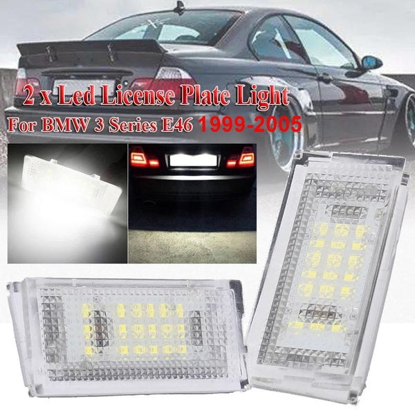 2PCS LED Number License Plate Light Auto Tail Light White LED Bulbs For BMW 3 Series E46 4D 1999-2005 Car Accessories