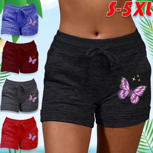 New Women's High Waist Yoga Dance Short Pant Sports Fitness Shorts Summer Bottoming Quick-drying Shorts Casual Drawstring Pockets Stretch Comfort Sho