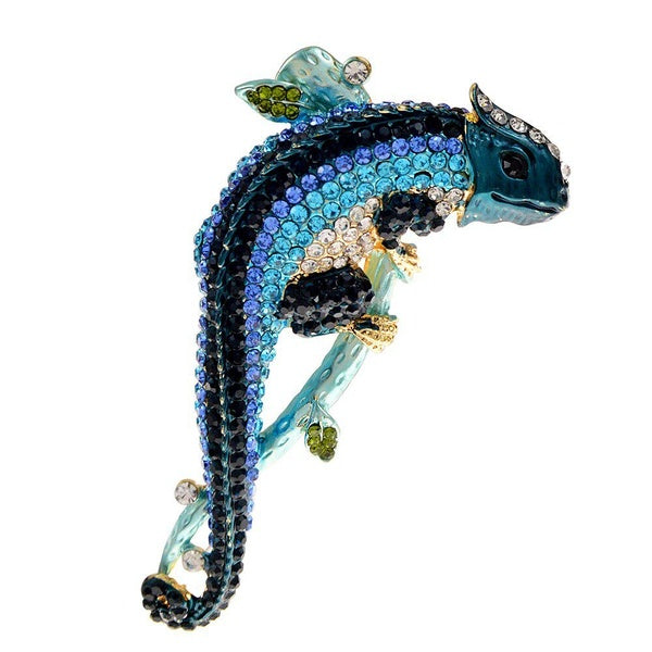 Rhinestone Lizard Brooch Large Animal Pin Alloy Material Winter Coat Accessories High Quality Matron Inn