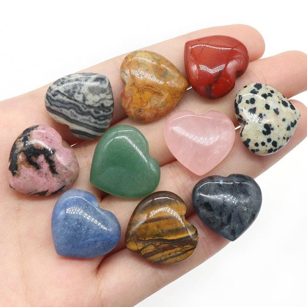 7PCS Stone 20MM Heart Healing Chakra Love Mini Gemstones Stones Polished Pocket Decor Meditation Reiki Balancing Collects Rocks