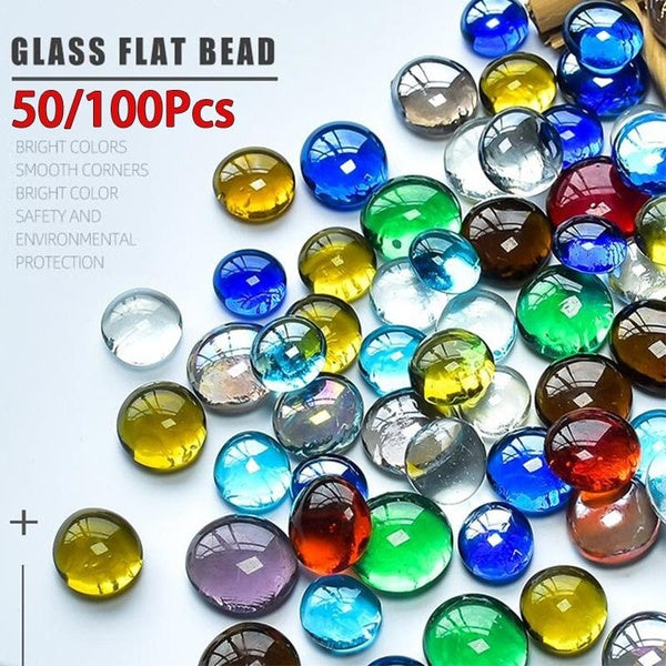 50-100Pcs(about 45g-1pc) Crystal Rocks 17-19mm Craft Flat Pebbles Decoration Accessories Glass Stones Aquarium Fish Tank Beads Arts Craft Decorative Matron Inn