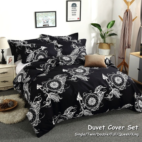 Black Bohemia Dream Catcher Printed 2-3 Pcs -Set Duvet Cover & Pillowcase with Zipper Bedding Set Comforter Duvet Cover Set Size Single Twin Double F