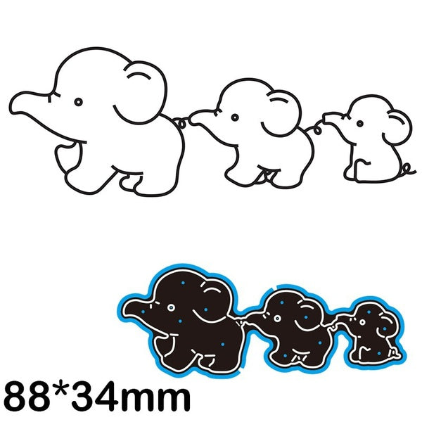 3 Pieces Little Elephants Metal Cutting Dies Stencils for DIY Scrapbooking Die Cuts Template Embossing DIY Paper Cards