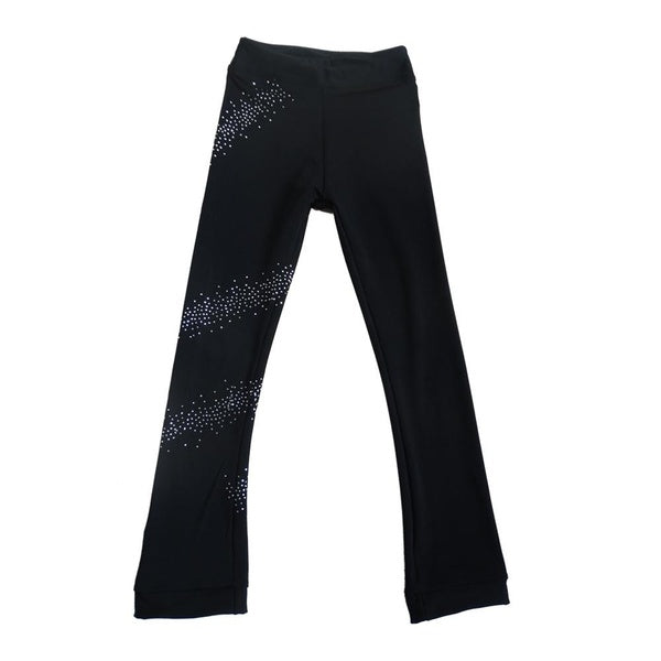LIUHUO Figure Skating Spiral Pants Girls Women Black Rhinestones Skate Practice Leggings Fleece Inside