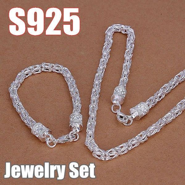 Fashion Simple 925 Sterling Silver Charms Chain Lobster Clasps Necklace Bracelet for Men and Women Jewelry Gifts