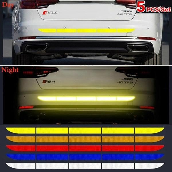 5pcs-set Car Reflective Stickers Waterproof Car Warning Sticker Reflective Tape Car Decals Stickers Car Trunk Body Auto Accessories