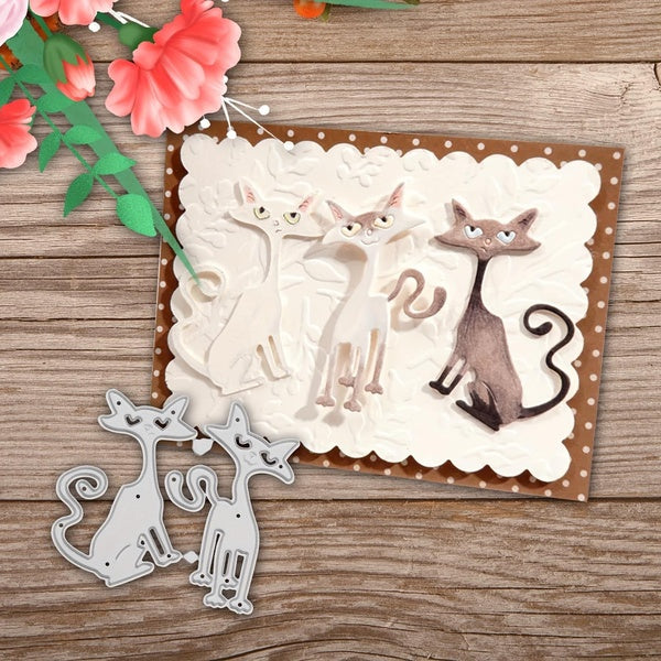 Cats Metal Cutting Dies Stencils DIY Embossing Scrapbooking Decorative Paper Card Craft