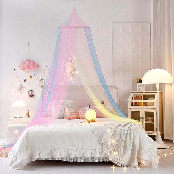 Net Bed Canopy For Girls,King Canopy Bed Curtains Full Queen Size From Ceiling,Dome Mosquito Netting Bed Tent Twin Girls Princess Canopy Bed White De