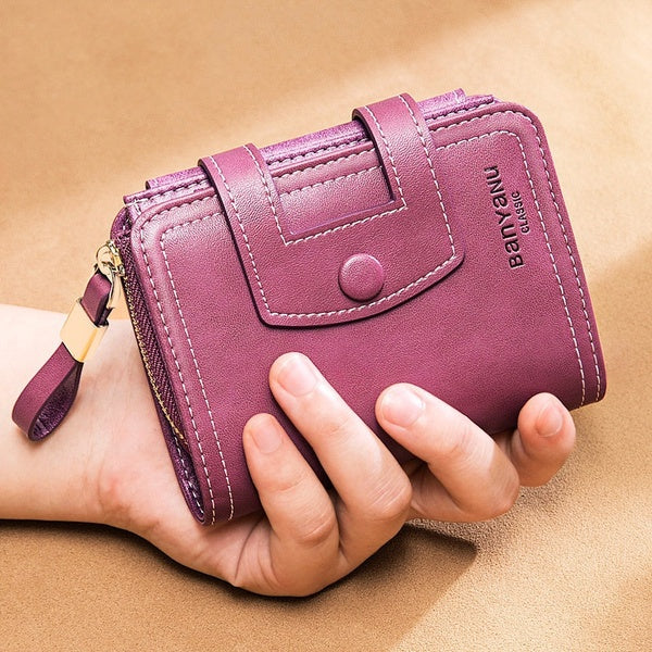 Portefeuille de luxe pour femmes en cuir de vache petit portefeuille femmes fermeture éclair courte dames porte-monnaie porte-carte Femme sac d'argen