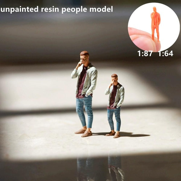1:87-1:64 Scale Unpainted Call Up People Resin Character Model Miniature Figure Resin Material Diy Sand Table Scene Layout Diorama Accessories Matron Inn