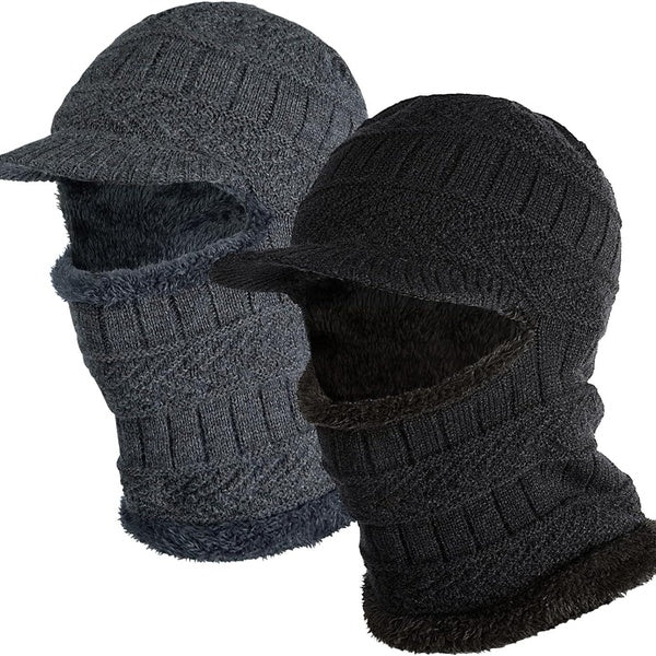 Face Mask - Knit Winter Hats for Women Men Adult, Cold Weather Ski Beanie Neck Gaiter Ears Cover Ninja Caps Outdoor