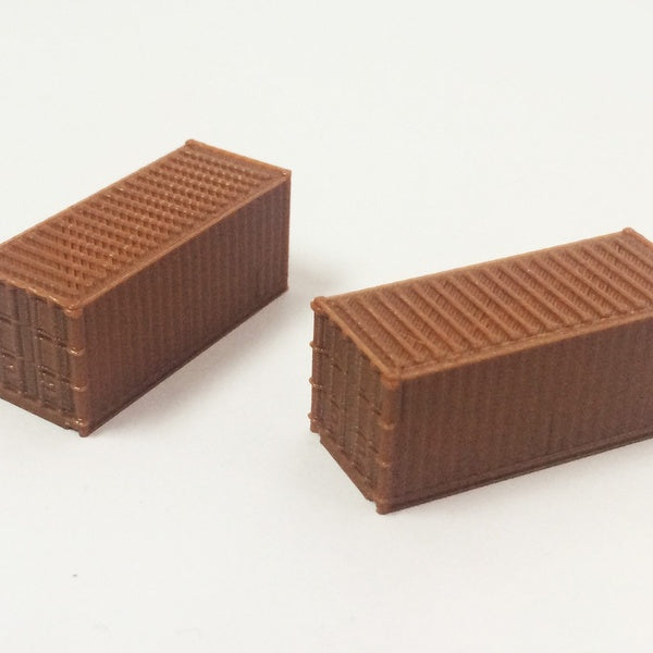 Outland Models 20ft - 40ft Freight Container N Scale Train Railroad Accessories - 20 ft. Brown 2 pcs Matron Inn