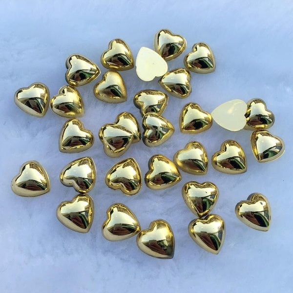 100pcs 10mm Nail Heart-shaped Nail Art Decoration Nail Sticker Golden Silver Nail Tool Craft-Wedding Decoration
