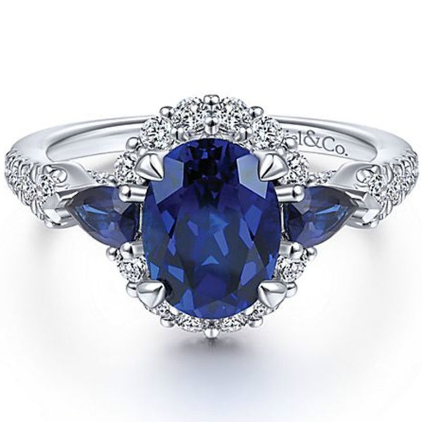 Fashionable Silver Colour Fine Blue Zirconia Women's Ring Wedding Anniversary Christmas Gift Beach Party Jewellery