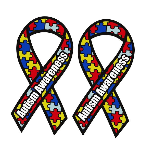 2X Autism Awareness Ribbon Bumper Sticker Vinyl Decal